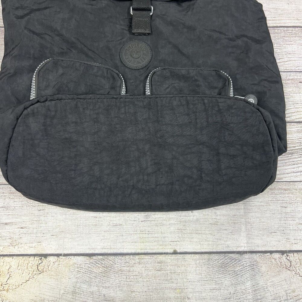 Kipling Black Drawstring Backpack 2 Front Zip Poc… - image 7